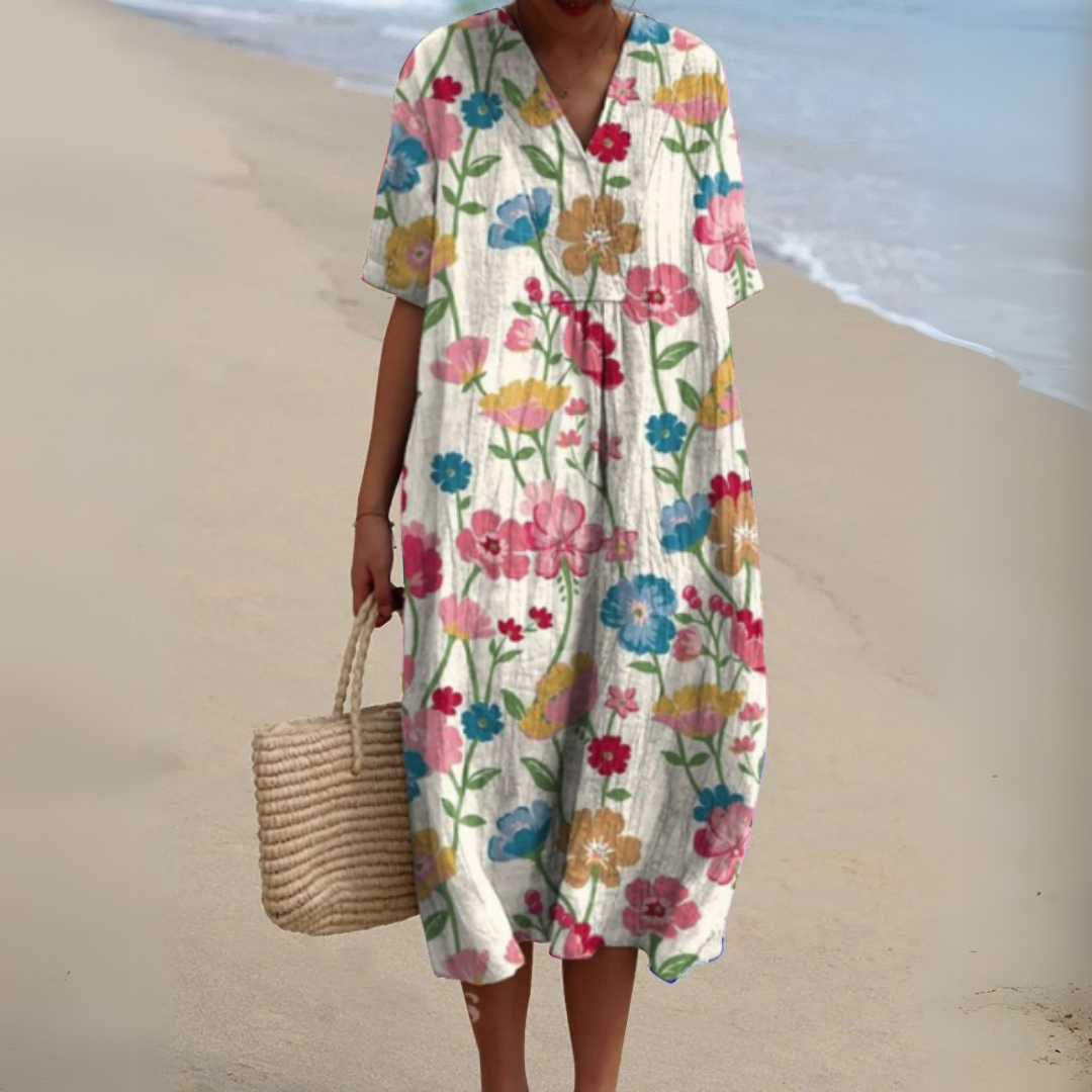 Nathalie | Stylish Multicolour V-Neck Dress