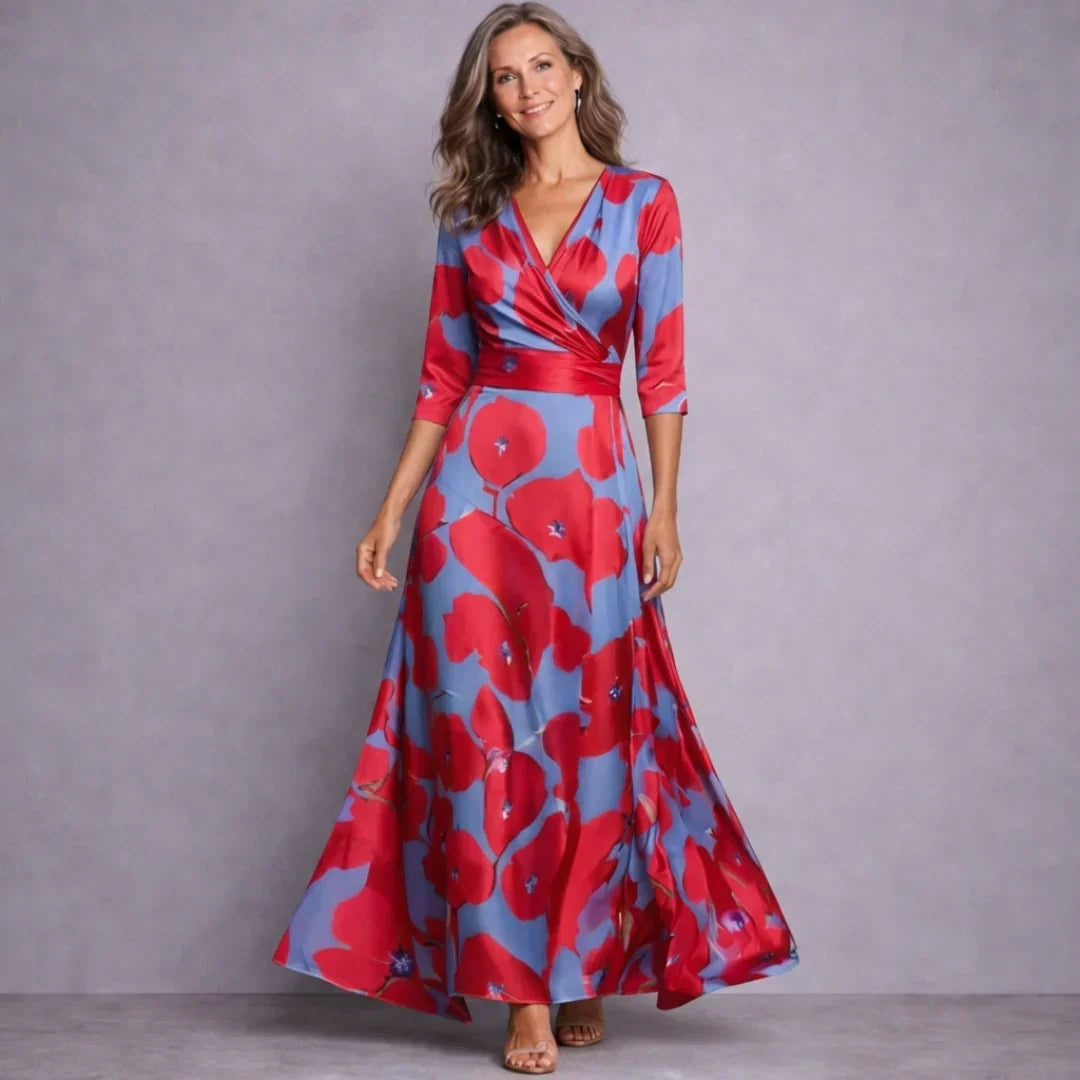 Dahlia | Elegant Mid Sleeve Maxi Dress