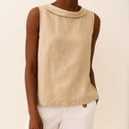 Honora | Casual Sleeveless Roll Collar Top