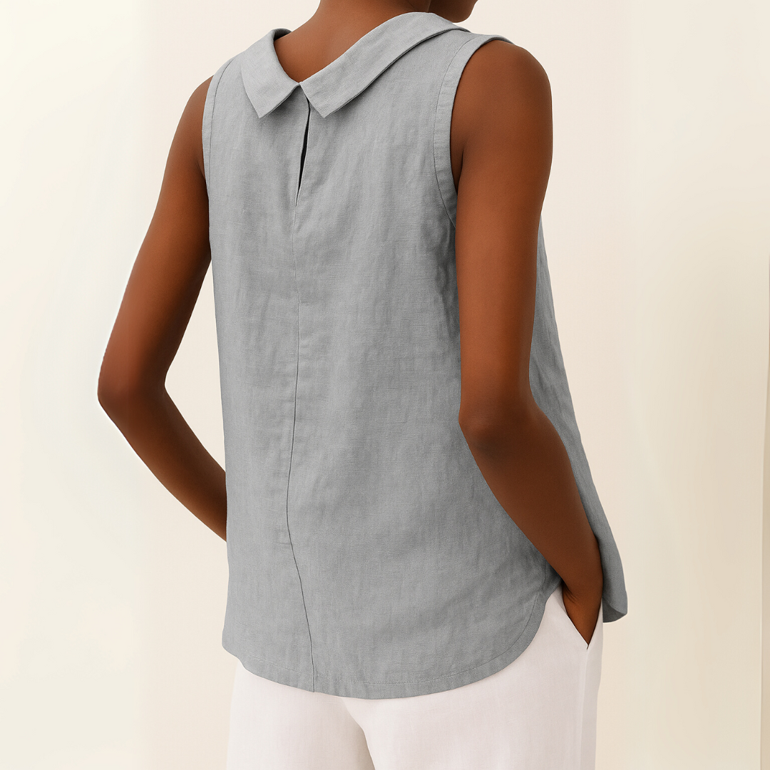 Honora | Casual Sleeveless Roll Collar Top