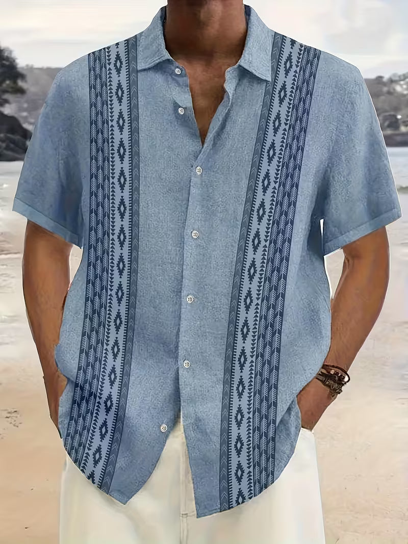 Zildian | Vintage Geometric Pattern Button Shirts