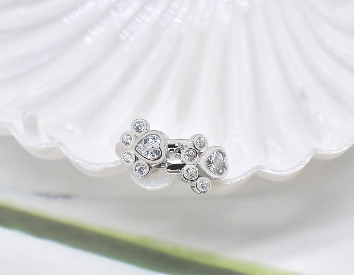 Paw Huggie Earrings with Sparkling Zirconia