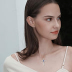 Sapphire Heartstone Cross Necklace | White Gold