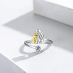 Dog Ring in 925 Sterling Silver with Zirconia