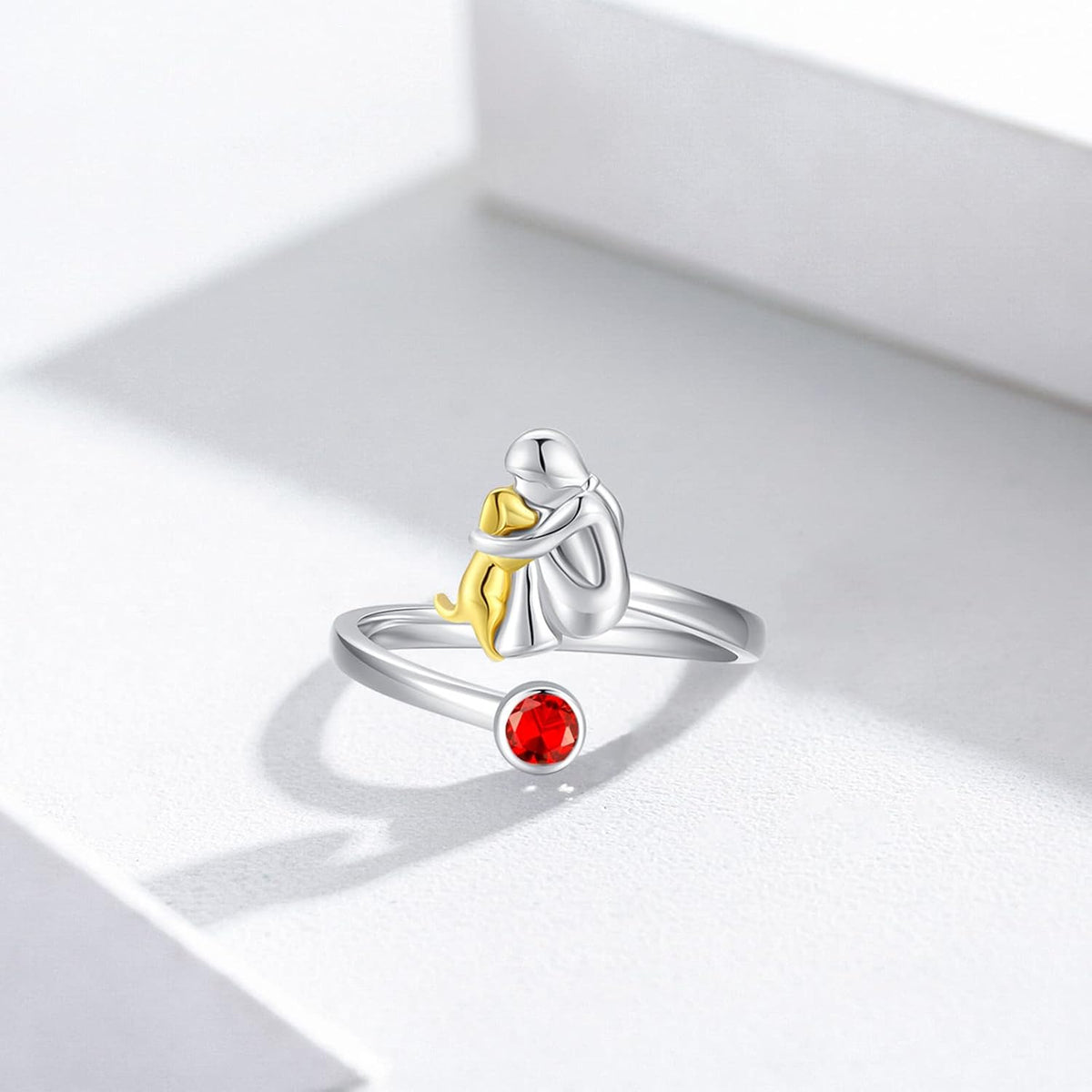 Dog and Girl Ring in Sterling Silver