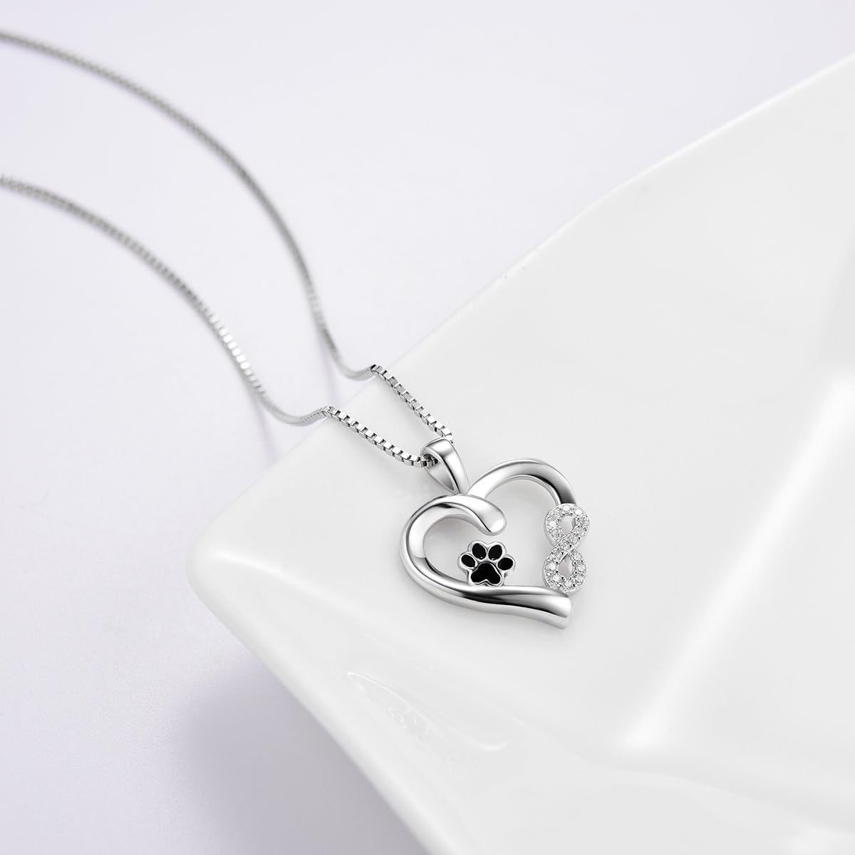 Paw and Heart Necklace with Infinity Pendant