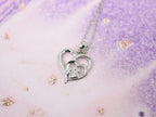 Paw and Heart Necklace in Sterling Silver with Zirconia