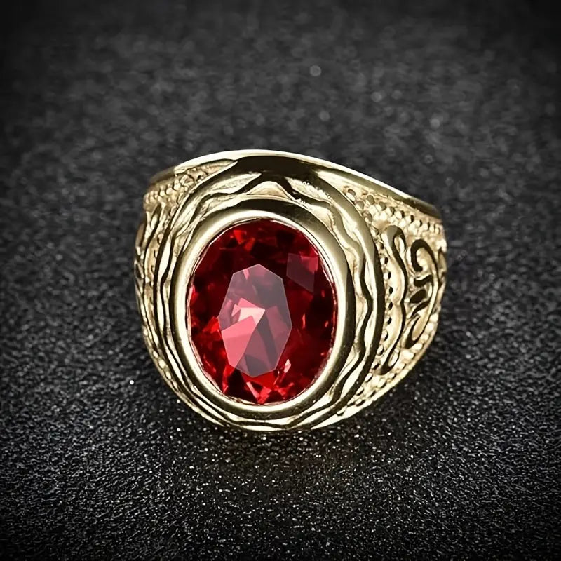 Suki | Gold Ruby Engraved Ring
