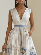 Molly | Elegant Sleeveless Long V-Neck Dress