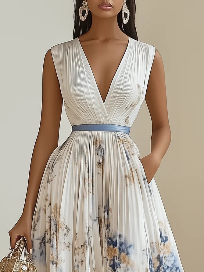 Molly | Elegant Sleeveless Long V-Neck Dress