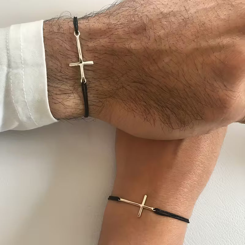 Braided Cross Pair Bracelet