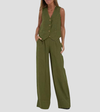 Holly | Sleeveless V-Neck & Wide-Leg Trouser Set