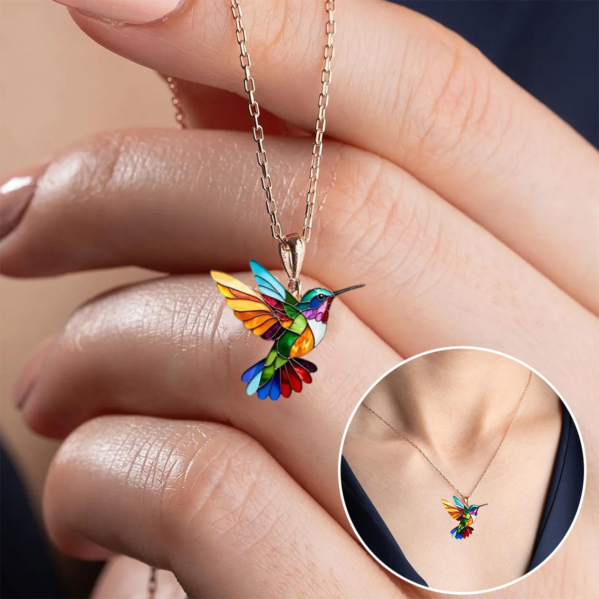 Beautiful Hummingbird Necklace with Earrings Gift