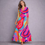 Dahlia | Elegant Mid Sleeve Maxi Dress