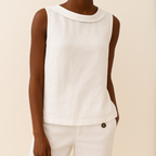 Honora | Casual Sleeveless Roll Collar Top
