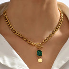 Solange | Gold Emerald Chain Necklace