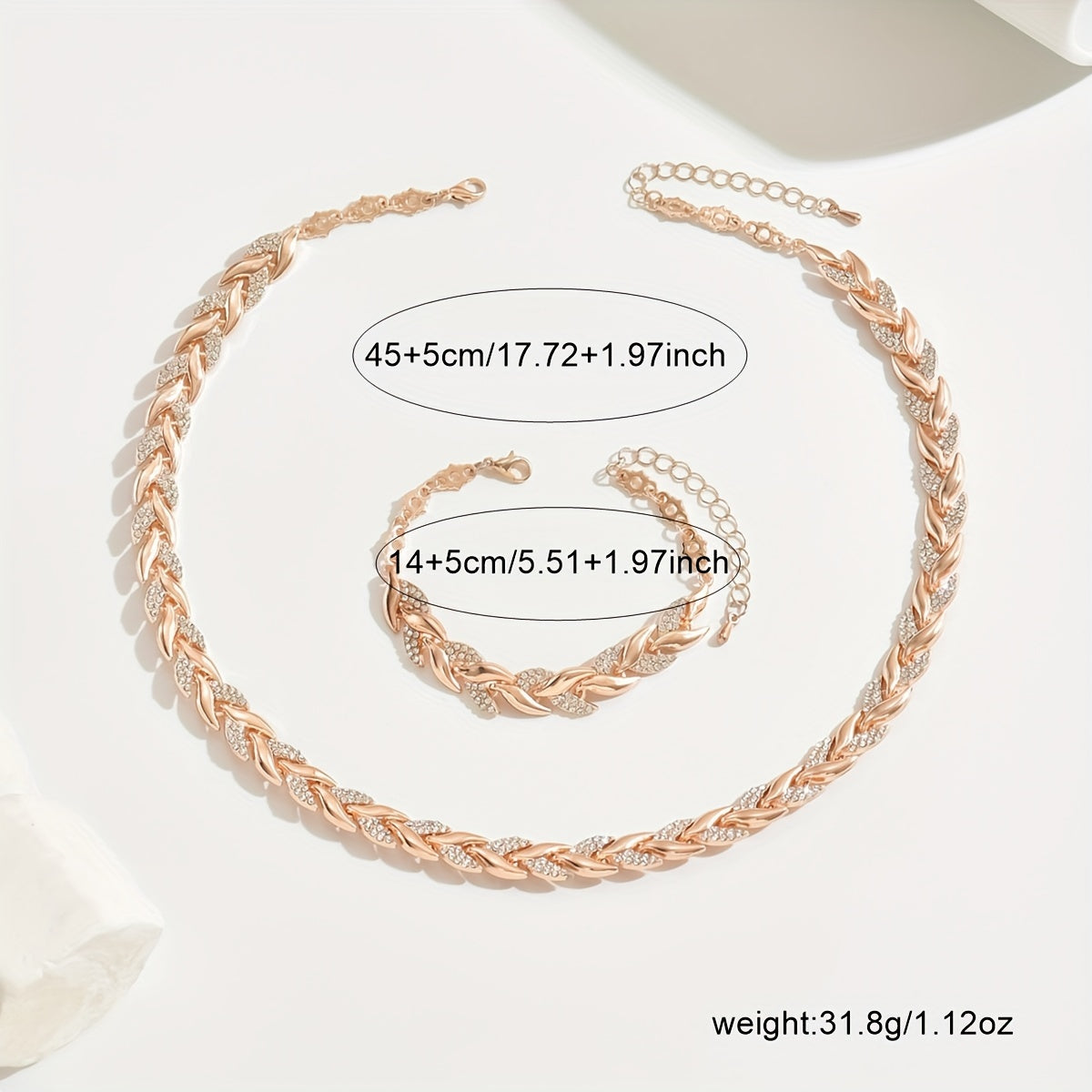 Crystal Herringbone Jewellery Set