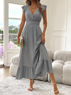 Marcella | Elegant Sleeveless V-Neck Ruffled Dress