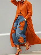 Mallory |  Stylish Shirt Dress and Floral Jeans Set
