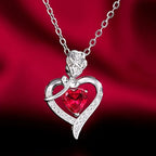 Bonnie | Silver Ruby Heart Pendant Necklace
