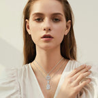 Paved Letter Initial Necklace Set | White Gold