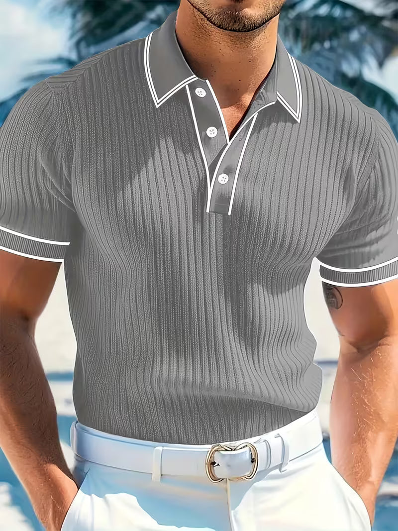 Leonard | Color-Blocked Short Sleeve Polo Shirt
