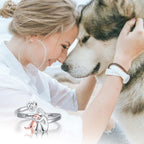 Adjustable Dog Ring in 925 Sterling Silver with Zirconia