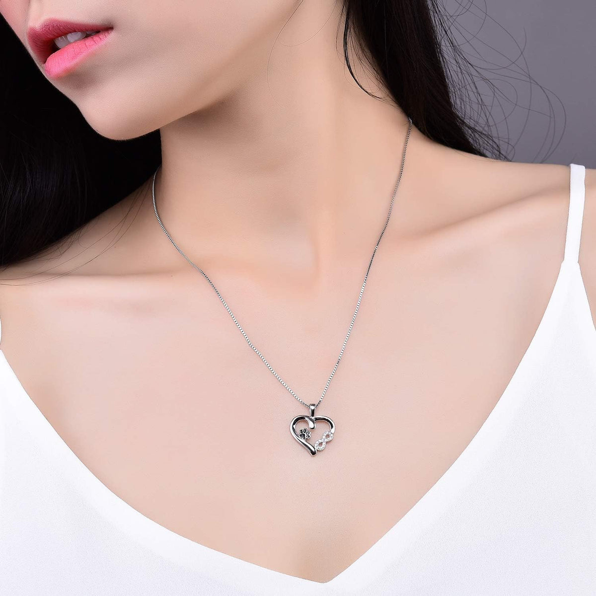 Paw and Heart Necklace with Infinity Pendant