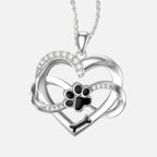 Infinity Heart and Paws Necklace in 925 Sterling Silver with Zirconia