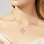 Paw and Heart Necklace in Sterling Silver with Zirconia