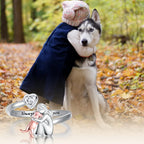 Adjustable Dog Ring in 925 Sterling Silver with Zirconia