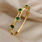 Green Hearts Bracelet | Gold