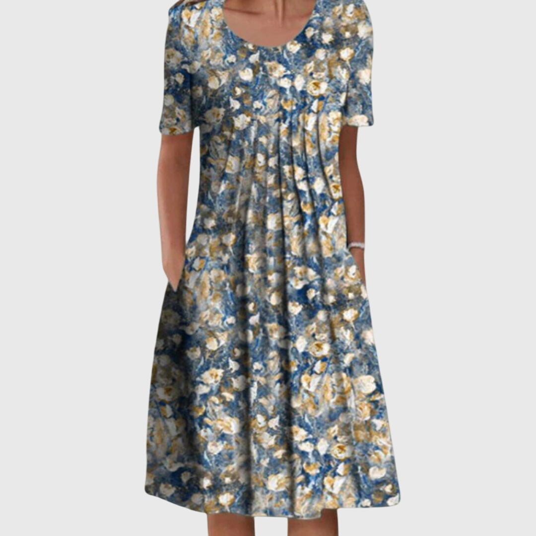 Eloise | Elegant Round Neck Floral Dress