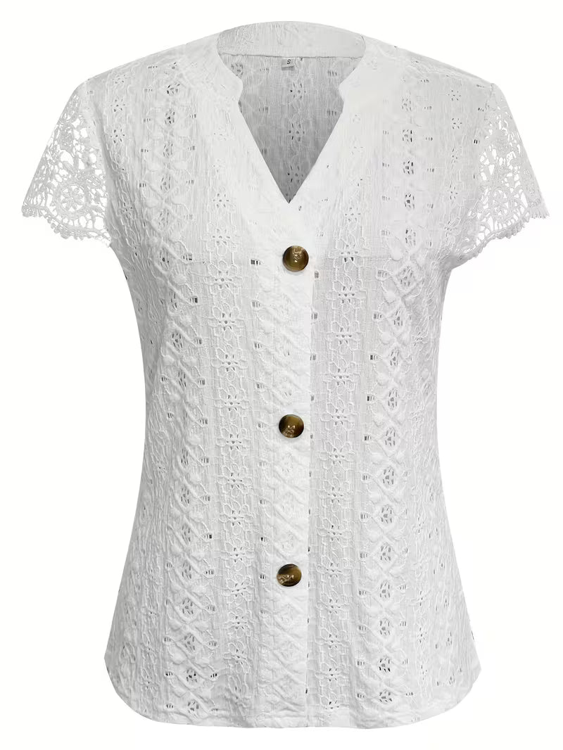Debbie | Elegant Button V-Neck Shirt