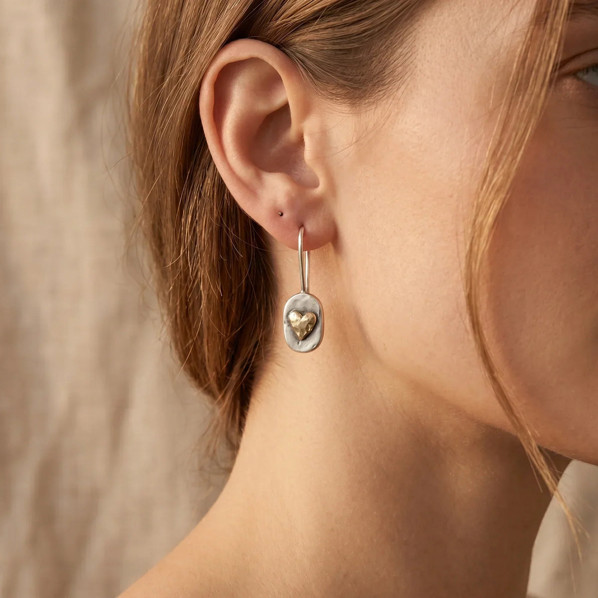 Sofie | Silver Gold Heart Earrings