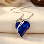 Yvette | Silver Sapphire Heart Necklace