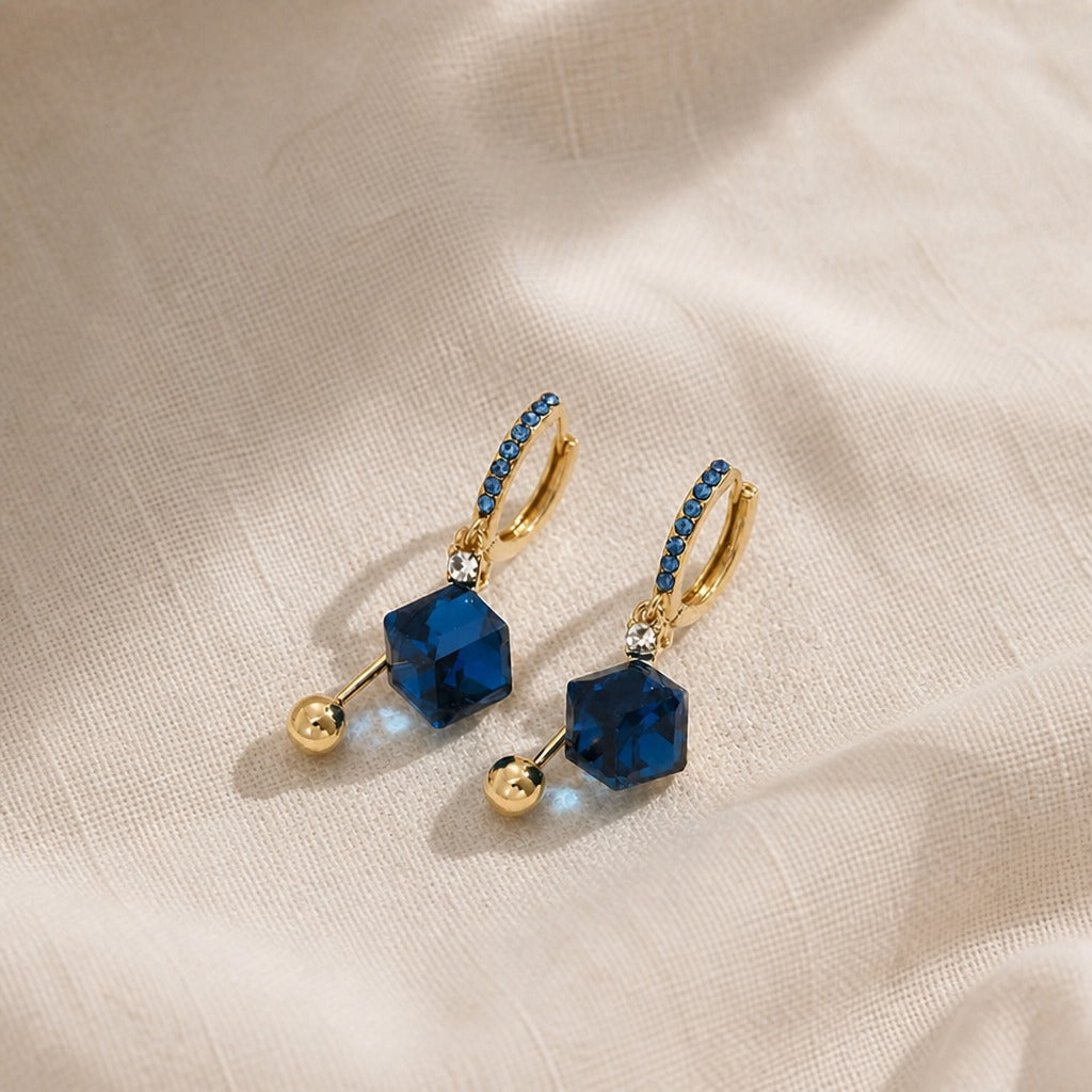 Annabel | Blue Crystal Hoop Earrings