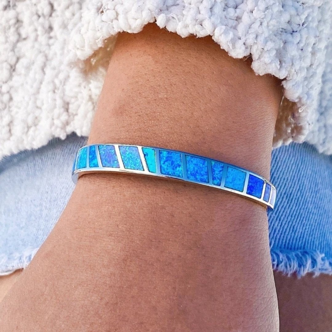 Fiona | Blue Silver Opal Bracelet