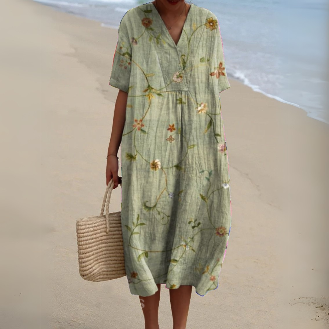 Nathalie | Stylish Multicolour V-Neck Dress
