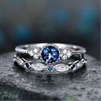 Aurora | Silver Sapphire Halo Ring