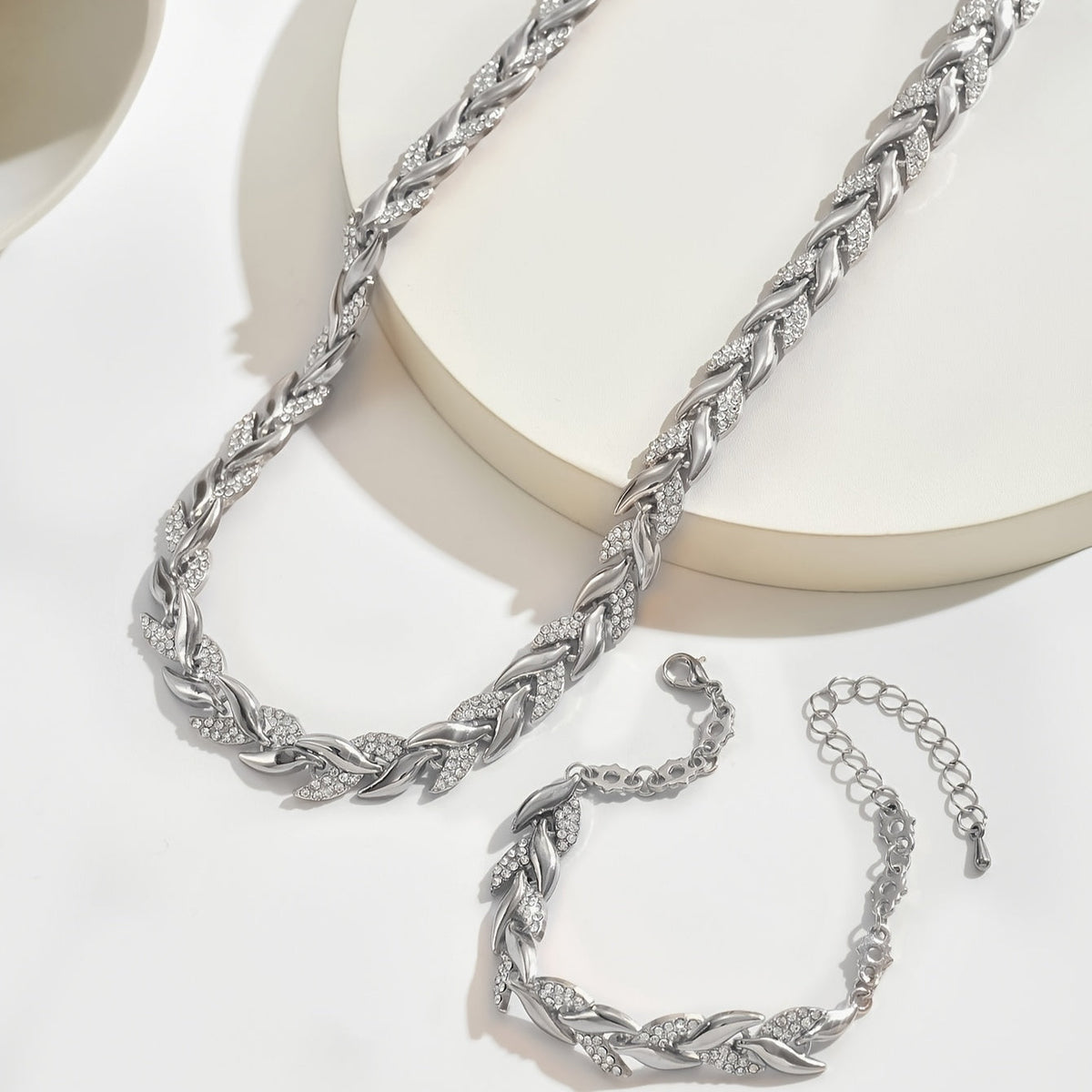 Crystal Herringbone Jewellery Set