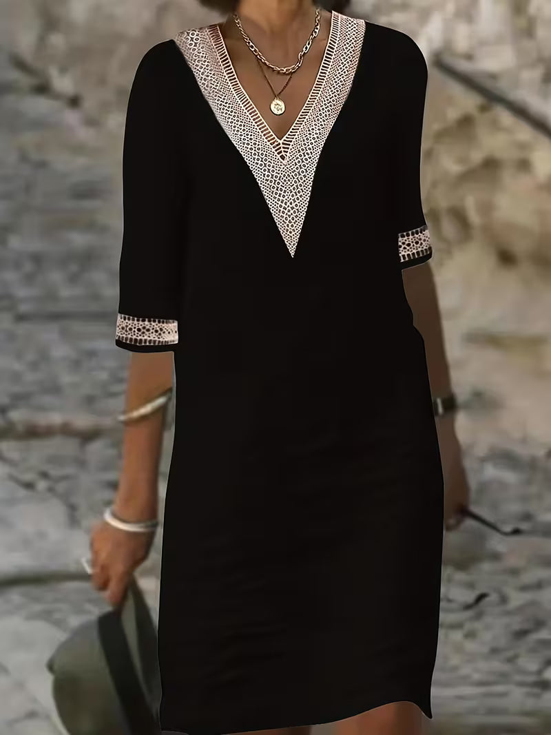Imelda | Stylish V-Neck Mid Sleeve Dress