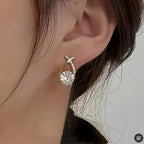 Earrings with Gold Cross and Zirconia