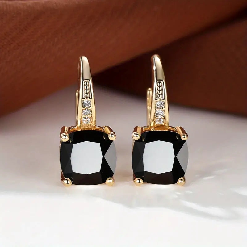 Ulrica | Gold Stone Hoop Earrings