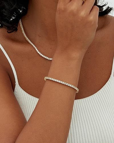 Golden Tennis Bracelet with Moissanite