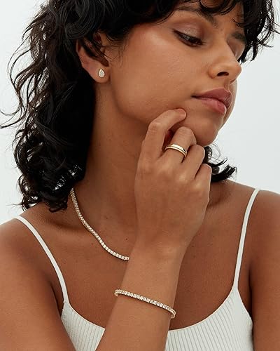 Golden Tennis Bracelet with Moissanite