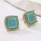 Dahlia | Elegant Square Synthetic Turquoise Earrings