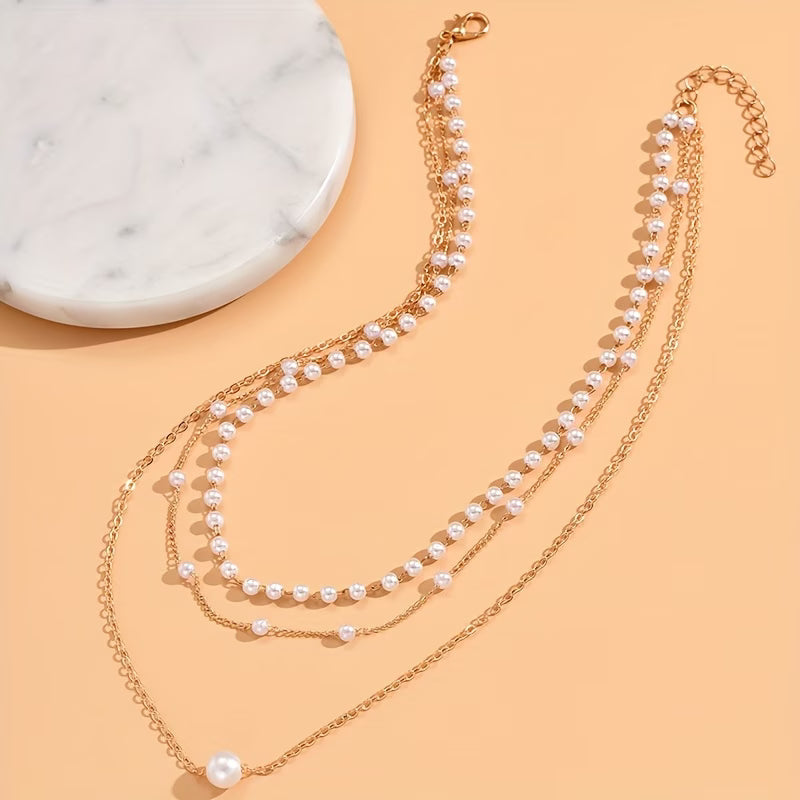 The Trinity Pearl Layer Necklace Set