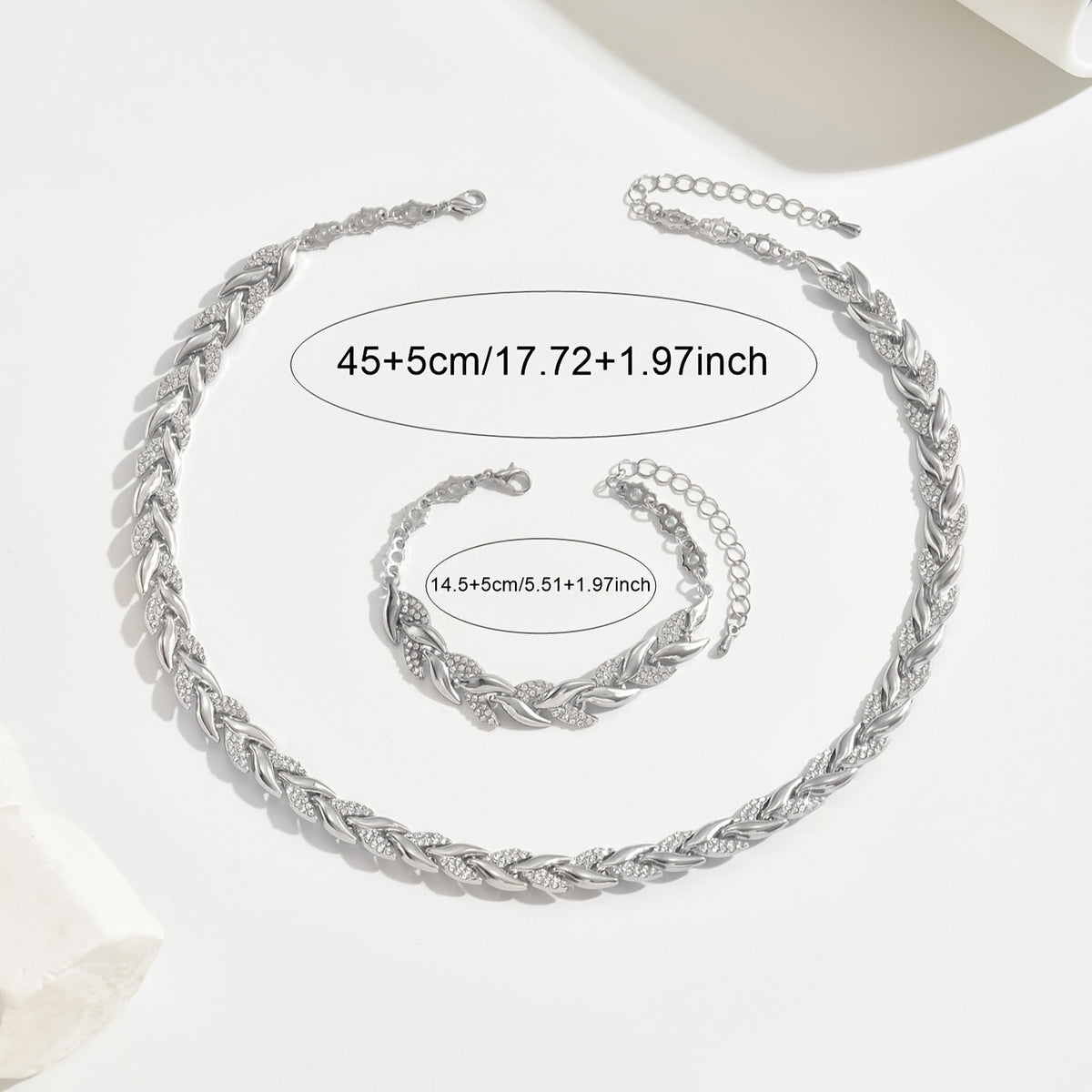 Crystal Herringbone Jewellery Set