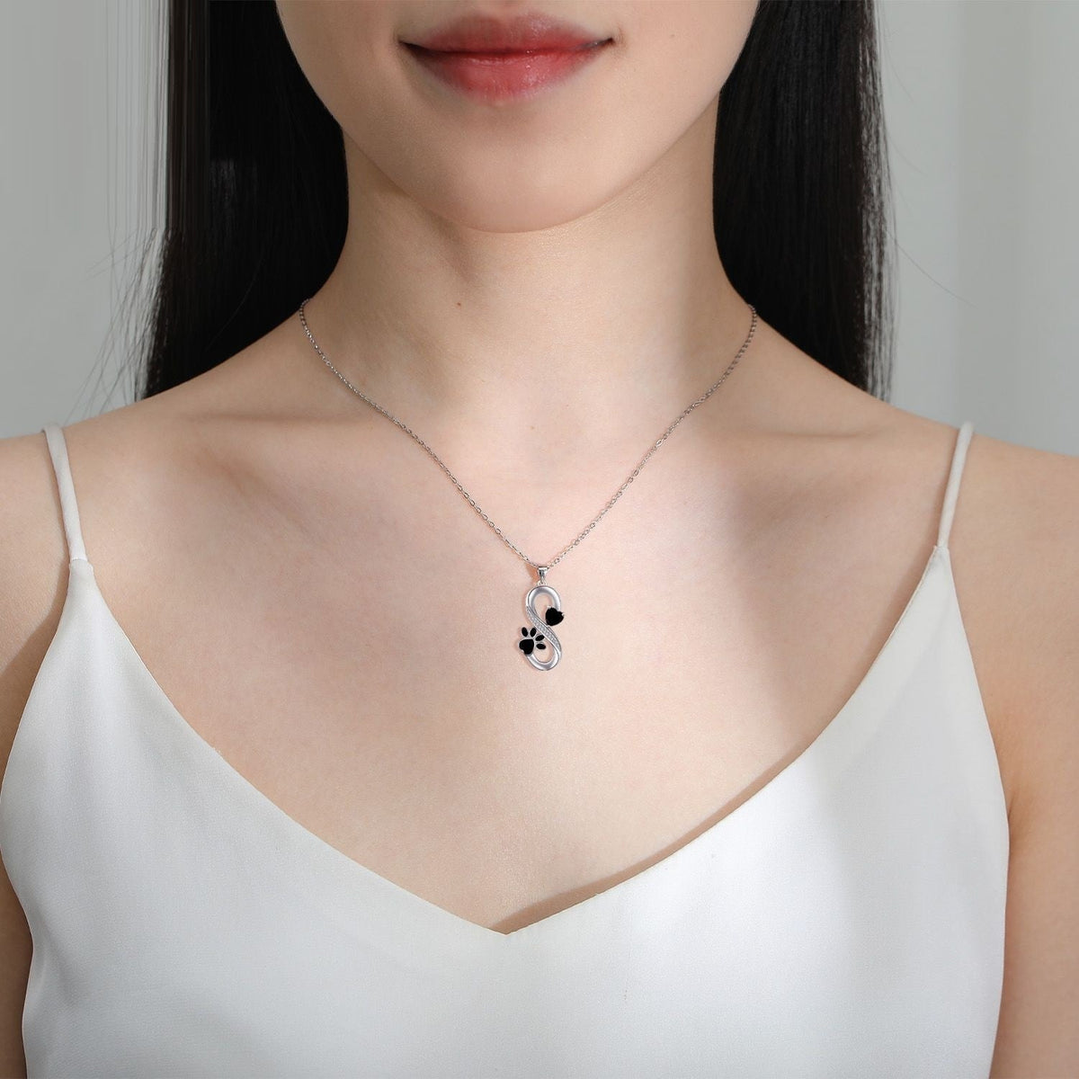Infinity Symbol Necklace with Hearts and Paw Print